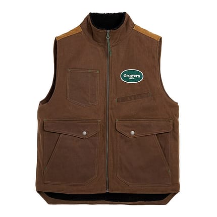 Gilet multitasche con chiusura a zip colore marrone